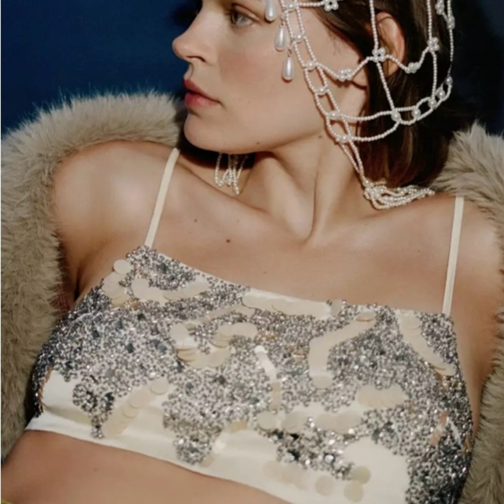 NWT ANTHROPOLOGIE LYREBIRD SEQUIN BRA TOP SIZE M